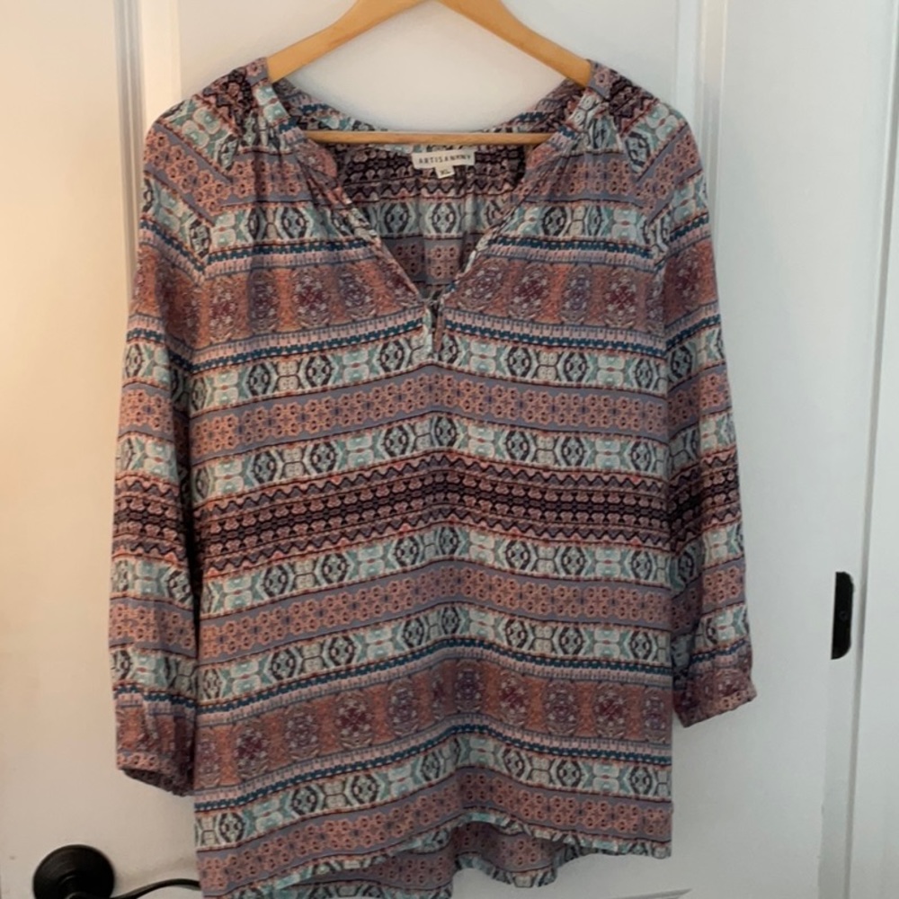 Artisan Ny Geometric Pattern Women’s Blouse Size XL